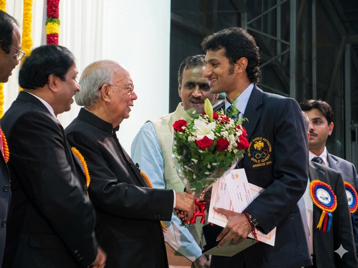 Mohit Kamat on the podium at a Badminton Europe Circuit event