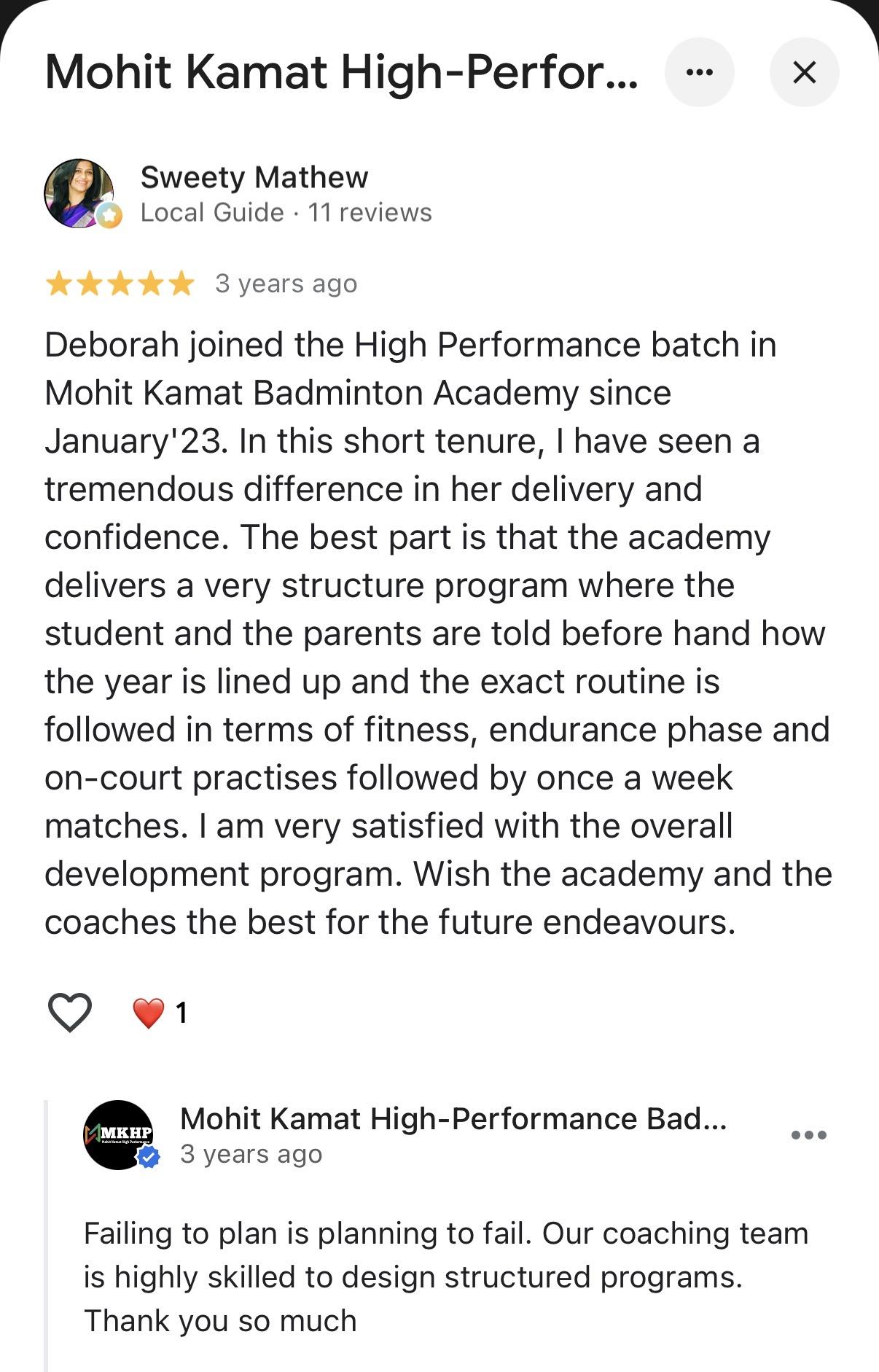 Google review from Amreesh Agrawal